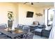 Cozy covered patio with outdoor dining and seating areas, a tv, and pleasant ambiance at 15 Dayton Way, Sharpsburg, GA 30277