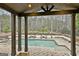 Beautiful backyard with a pool and lush landscaping at 202 Firefly Ct, Peachtree City, GA 30269