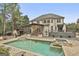 Resort-style pool and patio with outdoor kitchen, creating a private oasis perfect for entertaining and relaxing at 202 Firefly Ct, Peachtree City, GA 30269