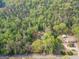 Aerial view of a wooded homesite and home with mature trees providing privacy and shade at 120 Trisha Ln, Grantville, GA 30220