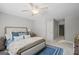 Stylish bedroom offers plenty of space, natural light, and a ceiling fan at 189 Willowleaf Way, Sharpsburg, GA 30277