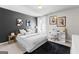 Comfortable bedroom with a dark accent wall, plush carpet, and modern decor at 65 Hill Top Cir, Grantville, GA 30220