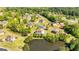 Aerial view of the neighborhood with pond and many homesites at 325 Elderberry Trl, Fayetteville, GA 30214