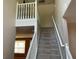 Carpeted staircase with white railing, leading to the upper level at 1028 Field View Dr, Mcdonough, GA 30253