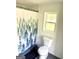 Bathroom with a toilet and a shower curtain with an outdoorsy nature scene at 11755 Highway 36, Covington, GA 30014