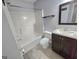 Cozy bathroom with tub, shower and updated vanity and fixtures; perfect for everyday convenience at 64 Shadow Ct, Palmetto, GA 30268