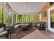 Inviting sunroom with comfortable seating and views of lush greenery at 226 Le Paradis Blvd, Sharpsburg, GA 30277
