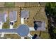 Aerial view of the property showing lot lines, surrounding homes, and neighborhood at 7435 Ansley Park Way, Cumming, GA 30028