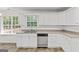 Well-lit kitchen with white cabinets, stainless steel dishwasher, and a double sink overlooking the backyard at 462 Chase Marion Way, Mcdonough, GA 30253