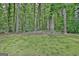 Secluded backyard bench setting amongst lush trees at 135 Adams Park Dr, Fayetteville, GA 30214