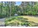 Fenced backyard featuring a storage shed and mature trees, creating a private outdoor space at 4735 Rabbit Farm Rd, Loganville, GA 30052