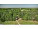 A captivating aerial view of the expansive wooded property with charming country homes and lush green landscape at 201 Little New York Rd, Carrollton, GA 30116