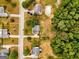 Birds-eye view of neighborhood homes with manicured lawns and backyard pool at 220 Calli Ct, Mcdonough, GA 30252