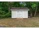 Exterior shot of a simple, functional shed in a backyard setting at 220 Calli Ct, Mcdonough, GA 30252
