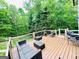 Spacious wooden deck with stylish furniture and a serene wooded backdrop at 2870 Willow Wisp Way, Cumming, GA 30040