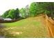 Spacious fenced backyard with a lush green hillside, perfect for outdoor activities and privacy at 25 Pacific Ave, Sharpsburg, GA 30277
