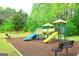 Community playground with colorful slides, climbing structures, and benches, ideal for Gathering fun and recreation at 25 Pacific Ave, Sharpsburg, GA 30277