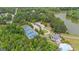 Aerial showcasing the community with tennis courts and pool surrounded by homes and lush greenery at 266 Blue Point Pkwy, Fayetteville, GA 30215