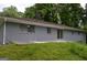 Exterior view showcasing the backyard, patio, with gray brickwork and natural green setting at 6286 Saddlewood Dr, Lithonia, GA 30058