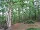 An inviting backyard with large trees and natural foliage provides a private wooded retreat at 25 Lake Charles Ct, Covington, GA 30016