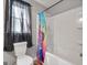 Cozy bathroom features a shower-tub combo with a playful shower curtain at 72 S Bethany Rd, Mcdonough, GA 30252