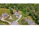 Beautiful aerial view of a brick home on a large lot surrounded by lush greenery and mature trees at 1112 Haver Ct, Mcdonough, GA 30252