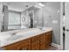 Double sink vanity with marble countertop in a bright and modern bathroom at 421 Hampton Rd, Fayetteville, GA 30215