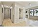 Entryway area with custom built in storage, bench and hooks perfect for organization at 215 Calgary Dr., Peachtree City, GA 30269