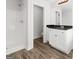 Bright bathroom with walk-in shower, modern fixtures and black countertop vanity at 3219 Broadnax Mill Rd # 5, Loganville, GA 30052