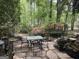 Charming patio with stone pavers, surrounded by lush trees and colorful azaleas at 160 Hialeah Way, Roswell, GA 30075