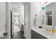 Hall bathroom featuring modern vanity with matte black faucet and a neutral color palette at 105 Riviera Ct, Fayetteville, GA 30215