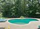 Lounge by the inground pool, surrounded by lush greenery and a secure fence at 108 Turnberry Trce, Sharpsburg, GA 30277