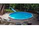 This backyard's above-ground pool features a slide, perfect for cooling off on warm summer days at 139 Crown Forest Dr, Mcdonough, GA 30252