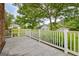 View from deck of a large backyard featuring a green lawn and mature trees at 110 Silver Leaf Dr, Fayetteville, GA 30214