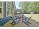 Backyard stone firepit with lounge chairs, offering a cozy space for relaxing and enjoying outdoor evenings at 1310 Yarborough Dr, Peachtree City, GA 30269
