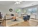 Charming living room boasts a cozy sofa, round coffee table, and ample natural light, creating an inviting atmosphere at 1310 Yarborough Dr, Peachtree City, GA 30269