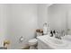 A well-lit half bathroom featuring a white sink vanity and neutral wall color at 190 Ridgecrest Dr, Fayetteville, GA 30215