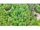 An aerial view shows a home nestled in a dense green forest at 145 Flat Creek Ct, Fayetteville, GA 30214