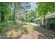 Large backyard with mature trees and a patio area, perfect for outdoor activities and relaxation at 4806 Rockbridge Rd, Stone Mountain, GA 30083