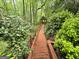 View of wooden pathway leading to gazebo, surrounded by vibrant greenery and mature trees at 80 Jacksons Vly, Sharpsburg, GA 30277
