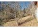 View of a grassy backyard with bare trees, with a brick house partially visible on the right at 2807 Knollview Dr, Decatur, GA 30034