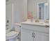 Functional bathroom with a vanity, toilet, and shower-tub combination at 221 Caledonia Ct, Peachtree City, GA 30269
