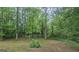 Secluded backyard view featuring mature trees, natural landscaping, and a tranquil setting at 5851 Giles Rd, Lithonia, GA 30058