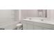 Bathroom featuring double sink vanity, tub, shower and toilet at 100 Silver Moon Dr, Loganville, GA 30052