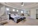 This main bedroom has tray ceilings, bright windows, and ample space for a bassinet and furniture at 5845 Princeton Run Trl, Tucker, GA 30084