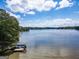 Breathtaking aerial view of a peaceful lake with a private dock and scenic surroundings under blue skies at 2000 Campbell Rd, Covington, GA 30014