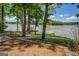 Lush backyard leading to a serene lake with a private dock and seating at 2000 Campbell Rd, Covington, GA 30014