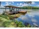 Private boat dock featuring a covered boat slip with seating area on a tranquil lake at 2000 Campbell Rd, Covington, GA 30014