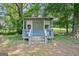 Exterior view of a backyard shed at 3580 Dorris Cir, Douglasville, GA 30135
