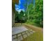 Secluded backyard area with a patio surrounded by a lush green lawn and mature trees providing a serene outdoor space at 4832 Batiste Ln, Acworth, GA 30101